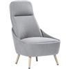Serena Group Sedia Memphis Grigio chiaro in tessuto acrilico - 4 gambe beige - braccioli strutturali