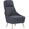 Serena Group Sedia Memphis Grigio scuro in tessuto acrilico - 4 gambe beige - braccioli strutturali