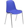 U.D. Sedia Elena Blu in polipropilene - 4 gambe cromata - senza braccioli