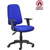 CKS Poltrona operativa Ariel Back System blu in tessuto ignifugo - braccioli opzionali