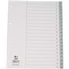 Q-Connect Divisori numerici per raccoglitori 22,5x29,7 cm Q-Connect grigie in PPL - 20 schede