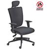 CKS Poltrona semi direzionale Comfort Back System nera in tessuto ignifugo con poggiatesta - braccioli regolabili