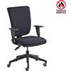 CKS Poltrona semi direzionale Comfort Back System nera in tessuto ignifugo - braccioli regolabili