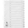 Q-Connect Divisori numerici per raccoglitori 22,5x29,7 cm Q-Connect da 1 a 12 bianche in PPL - 12 schede
