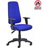 CKS Poltrona operativa Ariel alta Back System blu in tessuto ignifugo - braccioli opzionali