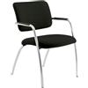 Unisit Sedia Lithium Nera in tessuto ignifugo - 4 gambe cromata - braccioli strutturali