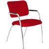 Unisit Sedia Lithium Rossa in tessuto ignifugo - 4 gambe cromata - braccioli strutturali