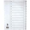 Q-Connect Divisori numerici per raccoglitori 22,5x29,7 cm Q-Connect da 12 a 1 bianche in PPL - 12 schede