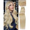 WIGNEE Double Invisible Pu Ovo Extension Capelli Umani 100% Remy Capelli 2 Pezzi 16 pollici Senza Colla Genius Micro Bead Extension Capelli Umani Reali (613)