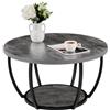 VEVOR Tavolino Laterale Rotondo Tavolino da Divano a Due Livelli con Struttura in Metallo e Spazio Aperto e Carico di 34,9 kg, Tavolo da Soggiorno Minimalista da 80,5 x 80,5 x 44 cm Grigio