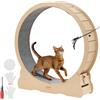 VEVOR Giocattolo Sportivo per Gatti, Ruota per Correre in Legno da 120 cm per Gatti da Interno Fino a 12,7 kg, con Pista in Moquette e Meccanismo di Bloccaggio, per Animali Domestici Colore Legno