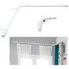 Lcokeiy Bastone per tenda angolare in acciaio bianco, 76-300 cm, regolabile, montaggio a parete, finitura liscia lucida