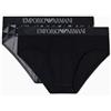 Emporio Armani Confezione da 2 Slip da Uomo con Motivo Classico, Nero, L, Nero, L