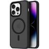 Mixroom - Cover Custodia Bumper Opaco per iPhone 13 PRO Max Compatibile con MagSafe Accessori Cerchio Magnetico Integrato Retro Semitrasparente Bordo Morbido in TPU Silicone Nero