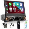 Alondy Autoradio 1 Din con Schermo (7 Retrattile Automatico) Compatibile con [Wireless] Apple CarPlay Android Auto Bluetooth AM/FM/RDS Radio USB (Type-C carica rapida 3A) AUX SD telecamera di backup