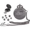 PH PandaHall Set di dadi DND Cassa di Orologio Eyes 7 Mini Dado in Metallo con Catena di Orologio da Tasca per Dungeon e Draghi Accessori da Gioco da Tavolo per Giochi di Ruolo Regalo, Grigio Armato