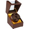 Mcbazel Carica Orologi Automatici Doppio, Luce LED Gialla, Pelle PU Marrone | Watch Winder e Scatola del Tempo per Orologi Fino a 47 mm, Carica Orologi con 4 Modalità, Funzione Memoria, Presa USB-C