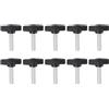 QUARKZMAN 10 Pezzi Manopole Aletta T Viti Testa Zigrinata M6 x 25mm Filettatura Maschio 27mm Testa in Plastica Manopole a T Manici Regolabili Manopole Serraggio Vite a Testa Zigrinata, Nero