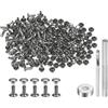 QUARKZMAN 100 Set Rivetti in Pelle 8 x 6mm Elementi Fissaggio Borchie Rivetto a Doppio Cappuccio Metallo 3Pz Montaggio Chicago per Borse Scarpe Pelle Riparazioni, Bronzeo