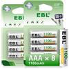 EBL AAA Batterie Ricaricabili 1100mAh Durature, 1.2V Ministilo Ricaricabili Ni-MH 1200 Tech, 8 pezzi