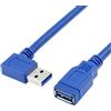 CABLEPELADO Cavo prolunga USB 3.0 Super Speed | Cavo prolunga USB Tipo A Maschio Femmina | Alta Velocità 5Gbps per Stampante, Mouse, Tastiera, Hub, Pendrive,Telecomando PS, HDD, Computer | Blu | 25 cm