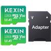 KEXIN Micro SD 128 GB Scheda Micro SD fino a 100 MB/sec(R) Schda di Memoria con Adattatore MicroSDXC Scheda Micro SD Card TF Card A1, U3, C10, V30 Microsd Confezione da 2