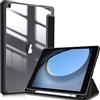 FINTIE Custodia per iPad 10.2 Pollici 9a / 8a / 7a Generazione (2021 2020 2019) - [Built-in Pencil Holder] Antiurto Sottile Case Posteriore Trasparente Cover con Auto Sveglia/Sonno, Nero