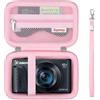 Supmay custodia di trasporto dura per fotocamera digitale Canon PowerShot SX740/ SX730/ SX720/ SX620/ G7X, Borsa di archiviazione protettiva con tasca in rete a cerniera per la batteria, Rosa