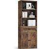 Coleshome Libreria con Ante e Cassetti a 5 Ripiani, Scaffale salvaspazio per Soggiorno, Ufficio, Camera da Letto, Marrone Rustico, 48 x 24 x 164.2