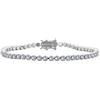 Bling Jewelry Bracciale Tennis da Donna per Matrimonio, Festa, Nuziale, con Zirconi Cubici Chiari, Circolare, Solitario AAA CZ, Sottile, con Castone a Bolle, Placcato Argento, 8 Pollici