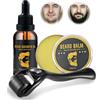 LureLuxe Set per la crescita della barba con rullo da 0,25 mm, 30 ml, olio per barba da 60 g, per la cura della barba e dei capelli, per la cura della barba