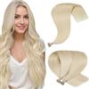 Hetto Extension Capelli Veri Nano Ring Biondo chiaro - Remy Capelli Umani Estensioni, Invisibile Adesive, Look Naturale per Uso Quotidiano 50g 50ciocche 50cm