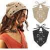 DRESHOW 2 Pezzi Bandana Capelli All'uncinetto Vintage Annodato Foulard Stampa Fragola Fascia Testa lavorato a Maglia per Donna&ragazze