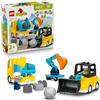 LEGO DUPLO Veicoli da Cantiere 3 in 1 - Gioco Didattico Montessori con Camion, Escavatore e Gru Giocattolo - Idea Regalo di Compleanno per Bambini e Bambine da 2 Anni in Su - 10475