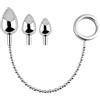 AMAZBEE Set di plug anali in metallo 3 in 1 con catena per sonda uretrale - Plug anali in acciaio inossidabile in 3 misure con plug per pene con perline e anello fallico (Smooth,1)