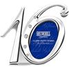 Gifts and More Gifts Cornice portafoto con numero '16' in argento e diamante per 16° compleanno