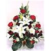 LBA Centro di fiori artificiali per cimitero. Anche per le Chiese. Speciale giorno di tutti i santi. Dimensioni: 65 x 50 x 40 cm. ca. Vari modelli. (granato, bianco, rosso)