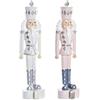DKD Home Decor Decorazione natalizia con marchio bianco e rosa in resina (4,5 x 4 x 17 cm) (2 pezzi)