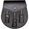 SITARAZ Sporran nero con cintura a catena Kilt, pelle pura, design tradizionale