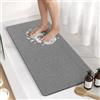 HITSLAM Tappetino Doccia Antiscivolo, 88 x 40cm lungo Tappetino Vasca Antiscivolo da Bagno, PVC Morbido Loofah Tappetino Bagno, Senza Ventosa Tappeto Vasca, Asciugatura Rapida, Grigio