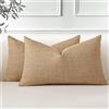 JOTOM Set di 2 federe per cuscini 30x50 cm in lino marrone chiaro copri cuscini decorativi 12x20 pollici (30x50 cm) federe lombari per casa decorazione federe per divano sofà soggiorno letto (marrone