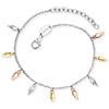 Engelsrufer Bracciale da donna in argento sterling con nove ali libere tricolor, chiusura a moschettone, regolabile in lunghezza, senza nichel, 17, Argento sterling, Nessuna pietra preziosa