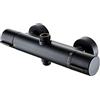AFUDER Miscelatore Termostatico Doccia 38℃ Nero Vasca da Bagno Doccia Termostato inferiore G 1/2 Top 3/4 BSP Rubinetto Doccia a due Uscite Rubinetto doccia in Ottone Cromato