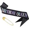 Bremorou Fascia per compleanno da donna, nera glitterata, con lamina d'oro, elegante e divertente, per donne e ragazze, decorazioni per feste, feste (nero)