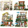 MOCBROPCS Street View Balcone Café House Architettura Kit di costruzione, 3 in 1, giocattolo da costruzione modulare con luci a LED, regalo per adulti e ragazze dagli 8 anni in su (875pcs）