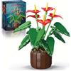 Mavo Brix Set di Costruzione Anthurium con Anturi Rossi e Vaso per Adulti, Compatibile con la Collezione Lego Botanicals, Deliziosa Decorazione in Vaso, Regalo Creativo a Tema Floreale, dai 14 Anni