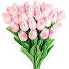 Kisflower 30Pcs Fiori Artificiali di Tulipani Tulipani Finti Bouquet Real Touch Flowers for Decor (Rosa)