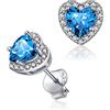 ChicSilver Orecchini Donna a Lobo Argento 925 Cuore con Pietra Azzurra, Orecchini Pietra Blu Turchese Decembre Confezione Regalo