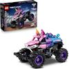 LEGO Technic Monster Jam Sparkle Smash Pull-Back Truck Toy - Pink Unicorn Themed Race Car Model Kit - Creative Birthday Gift for 7+ Year Old Boys, Girls & Fans - 42220