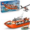 LEGO City Coast Guard Rescue Boat & Helicopter Toy - Emergency Vehicles Playset w/Model Floating Ship, 5 Minifigures & a Dog Figure - Birthday Gift for 7+ Year Old Boys - 60504
